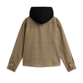 RASSVET(ラスベート) 2026FW HOODED WOOL COMBO OVER SHIRT フード付きチェックのウールオーバーシャツ ブラウン バック