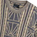 RASSVET(ラスベート) 2026FW ARAN CREWNECK アラン編みのクルーネックニット ブルー 衿元とケーブル編みのディテール