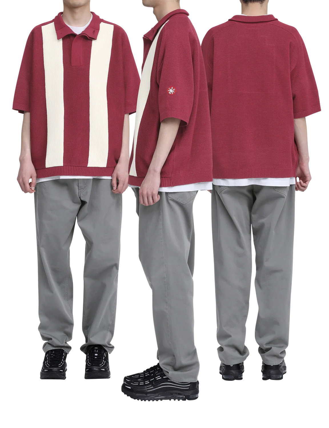 HALF BUTTON UP SHORT SLEEVE KNIT