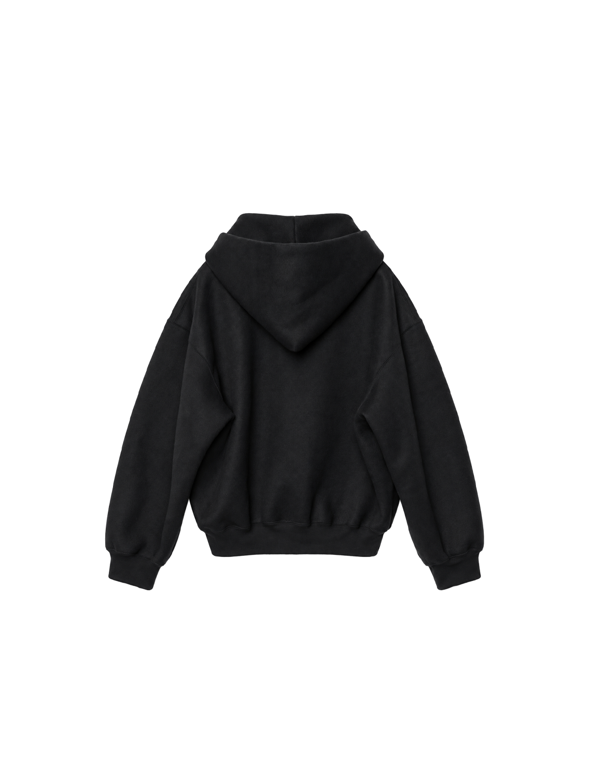 FUMITO GANRYU(フミトガンリュウ) 2026FW Deformed Hoodie ダブルフェイスウールのジップフーディー ブラック バック