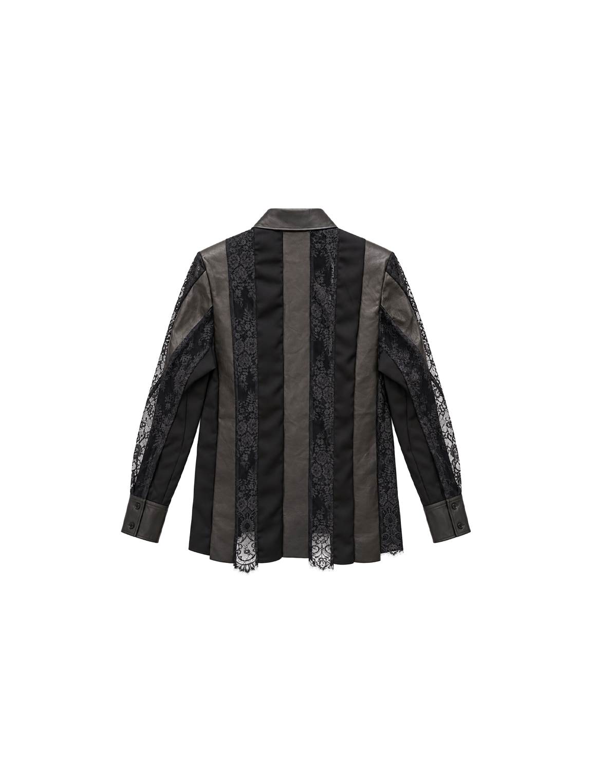 KANAKO SAKAI(カナコサカイ) 2026FW LEATHER LACE PANEL SHIRT レザーレースパネルシャツ ブラック バック