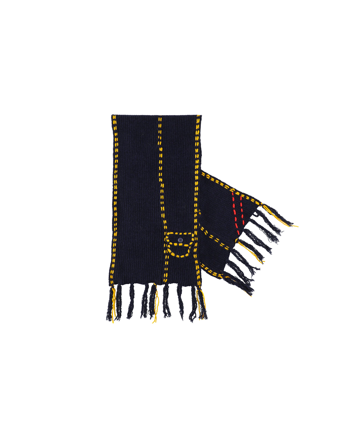 PHINGERIN(フィンガリン) 2026FW PG1 BIG SCARF フリンジ ビッグマフラー ネイビー 全体