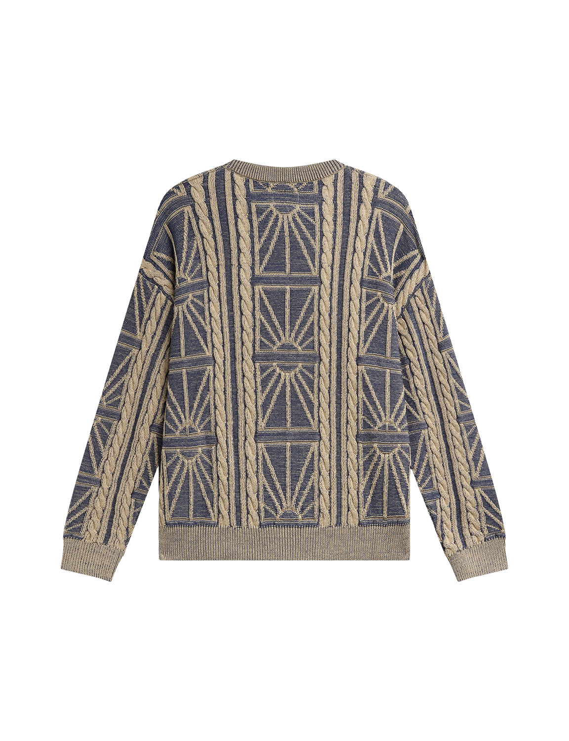 RASSVET(ラスベート) 2026FW ARAN CREWNECK アラン編みのクルーネックニット ブルー バック