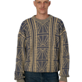 RASSVET(ラスベート) 2026FW ARAN CREWNECK アラン編みのクルーネックニット ブルー 着用イメージ 正面アップ