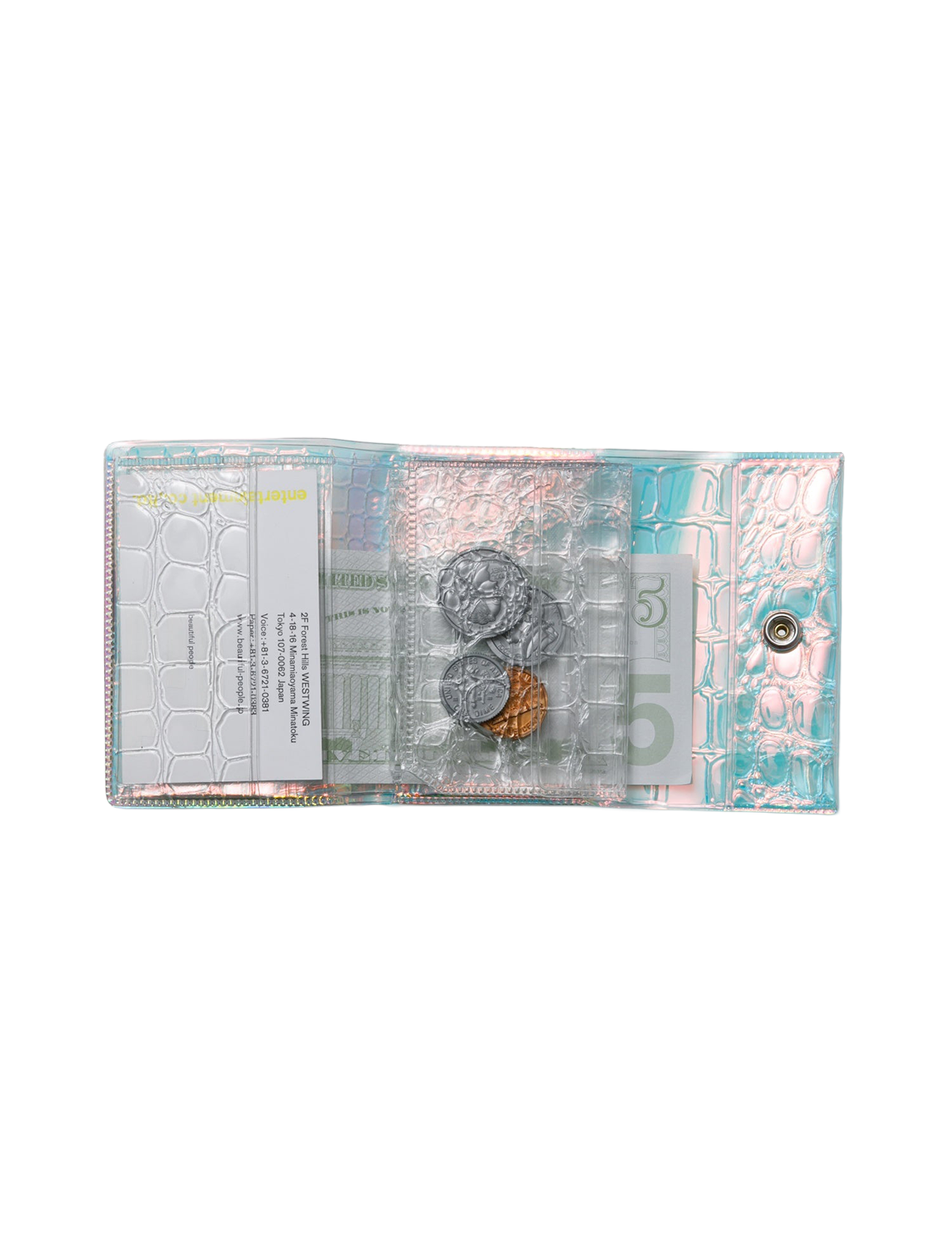 beautiful people(ビューティフルピープル) 2027SS nothing to hide aurora mini wallet オーロラ ミニ財布 マルチ 内側のコインケースとカードポケット