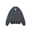 FUMITO GANRYU(フミトガンリュウ) 2026FW Deformed Hoodie ダブルフェイスウールのジップフーディー ダークヘザーグレー フロント