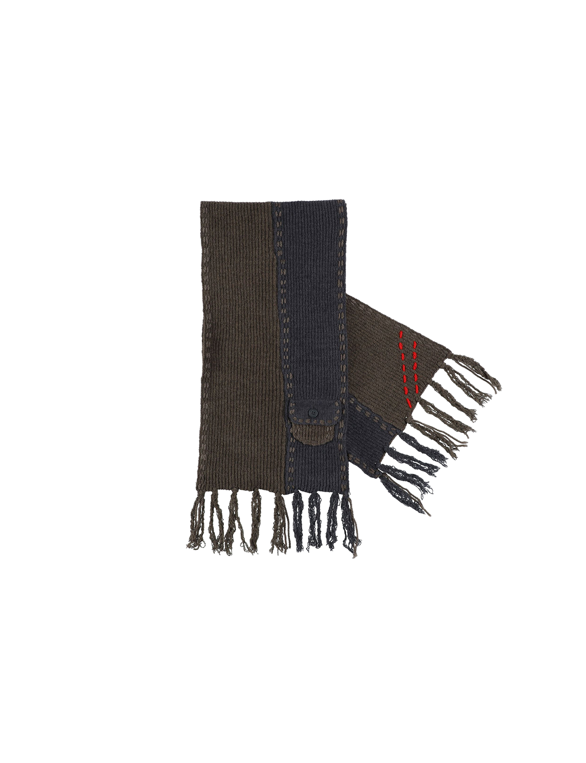 PHINGERIN(フィンガリン) 2026FW PG1 BIG SCARF フリンジ ビッグマフラー マルチカーキ 全体