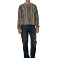 RASSVET(ラスベート) 2026FW ARAN CREWNECK アラン編みのクルーネックニット ブルー 着用イメージ 正面