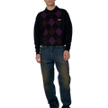 RASSVET(ラスベート) 2026FW ARGYLE POLO アーガイル柄の長袖ポロシャツ ブラック 着用イメージ 正面