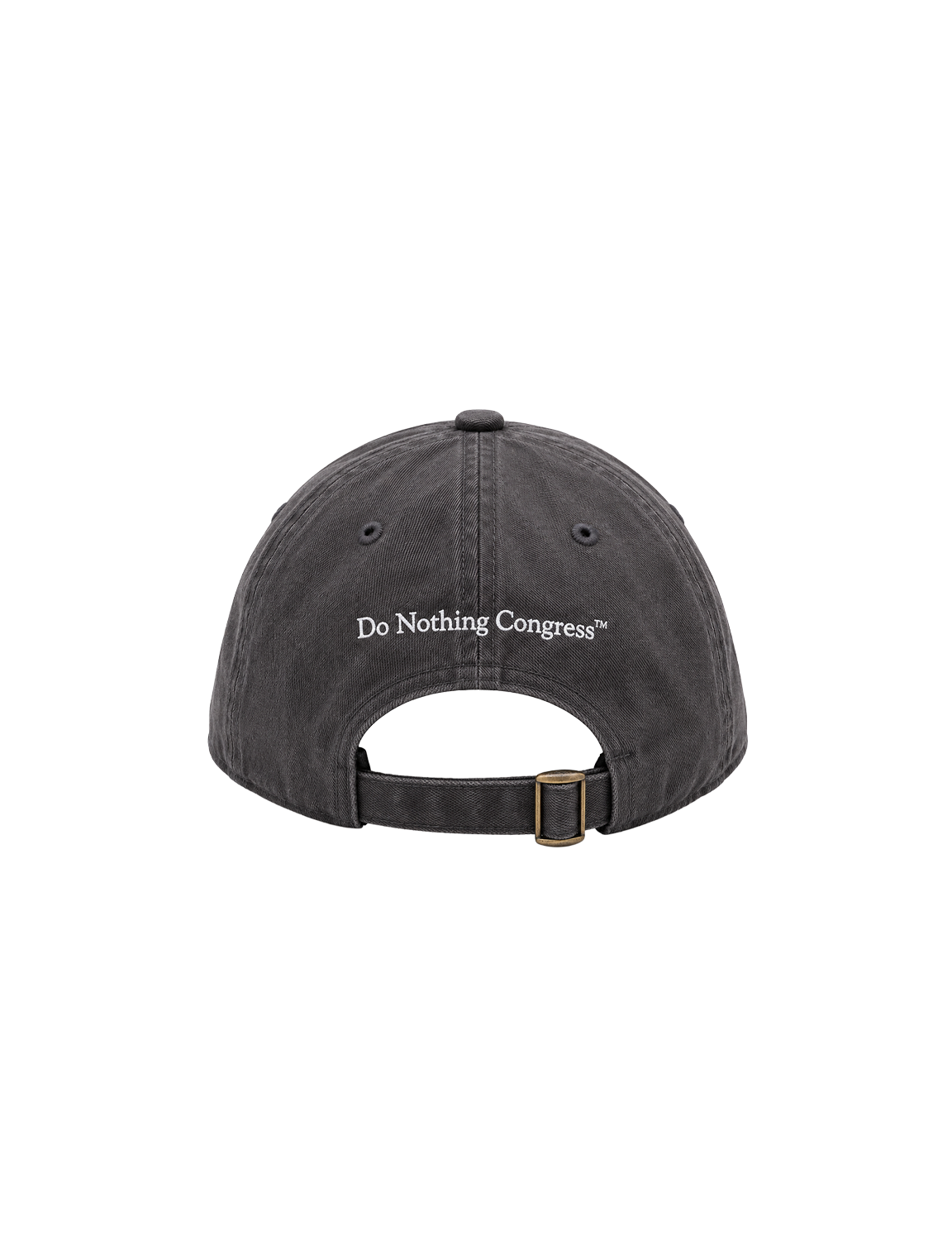Do Nothing Congress(ドゥナッシングコングレス) JUST DO NOTHING CAP 刺繍ロゴキャップ チャコールグレー 背面のロゴ刺繍とアジャスター