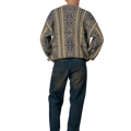 RASSVET(ラスベート) 2026FW ARAN CREWNECK アラン編みのクルーネックニット ブルー 着用イメージ 後ろ