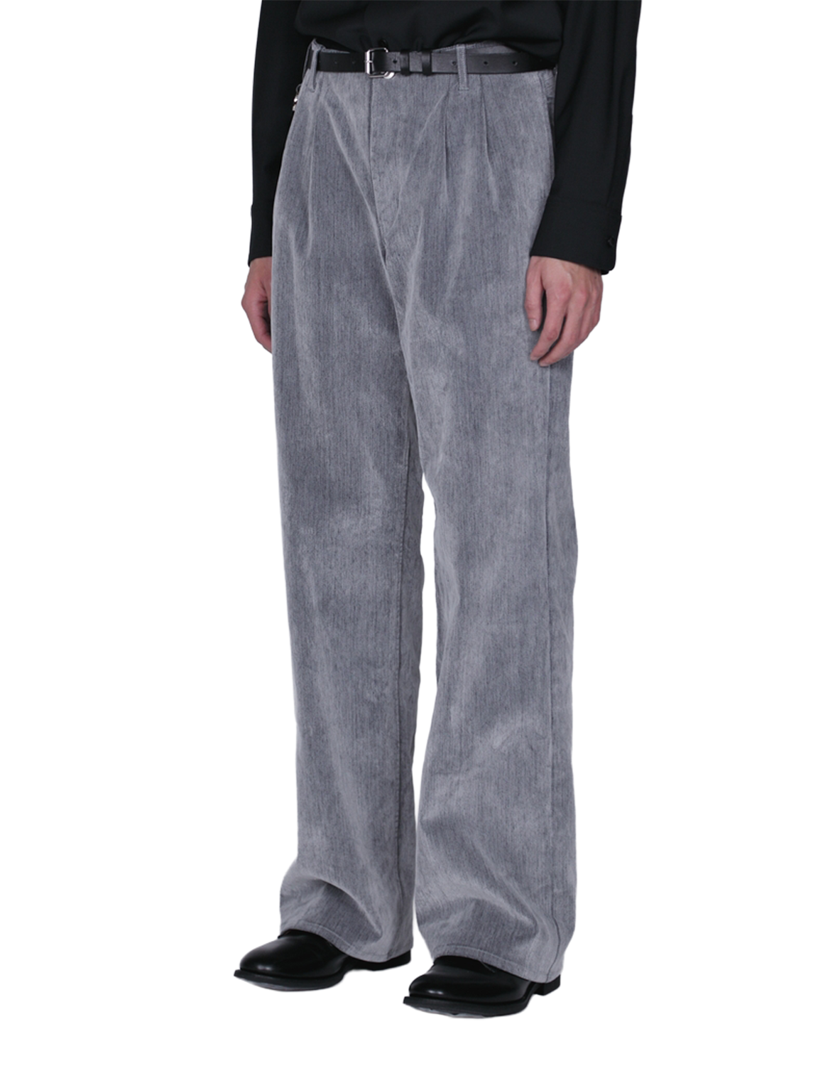 Flocked Denim Wide Tailored Pants