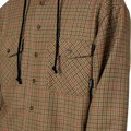 RASSVET(ラスベート) 2026FW HOODED WOOL COMBO OVER SHIRT フード付きチェックのウールオーバーシャツ ブラウン 胸ポケットのディテール