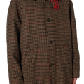 RASSVET(ラスベート) 2026FW HOUNDSTOOTH WOOL COAT 千鳥格子のウールカーコート ブラウン 着用イメージ 前身頃のディテール