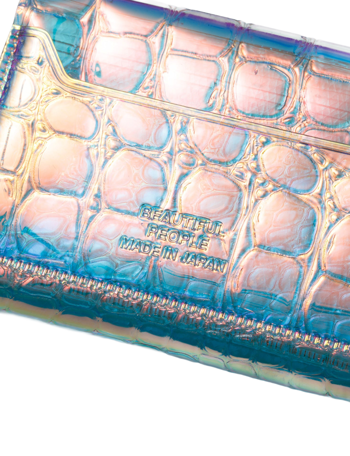 beautiful people(ビューティフルピープル) 2027SS nothing to hide aurora mini wallet オーロラ ミニ財布 マルチ ロゴ型押しのディテール