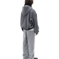 FUMITO GANRYU(フミトガンリュウ) 2026FW Deformed Hoodie ダブルフェイスウールのジップフーディー ダークヘザーグレー 着用イメージ 後ろ