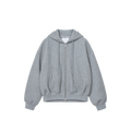 FUMITO GANRYU(フミトガンリュウ) 2026FW Deformed Hoodie ダブルフェイスウールのジップフーディー ヘザーグレー フロント