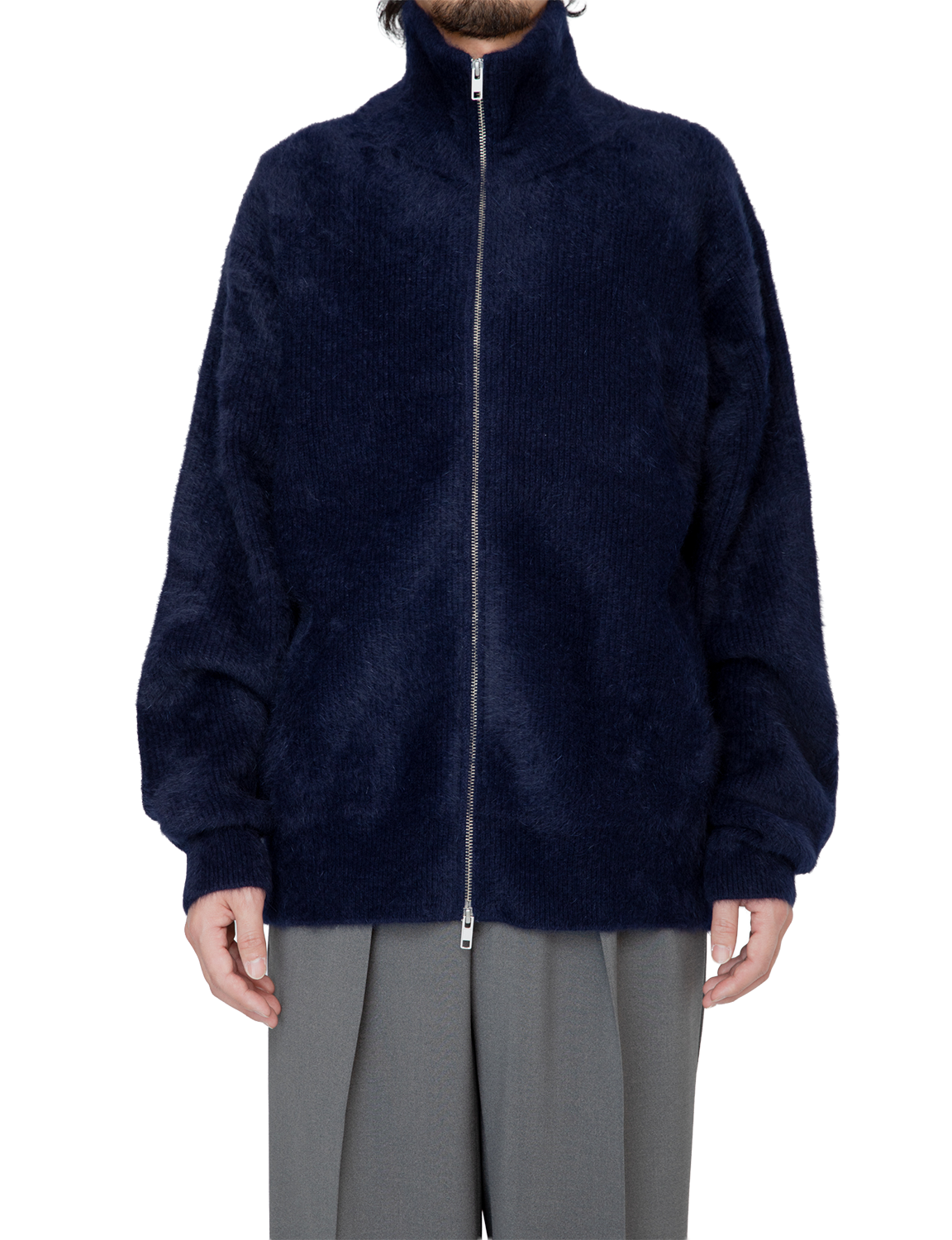 FOX CASHMERE ZIP UP SWEATER