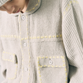PHINGERIN(フィンガリン) 2026FW PG1 KNIT ニットジャケット グレー 襟とポケットのディテール