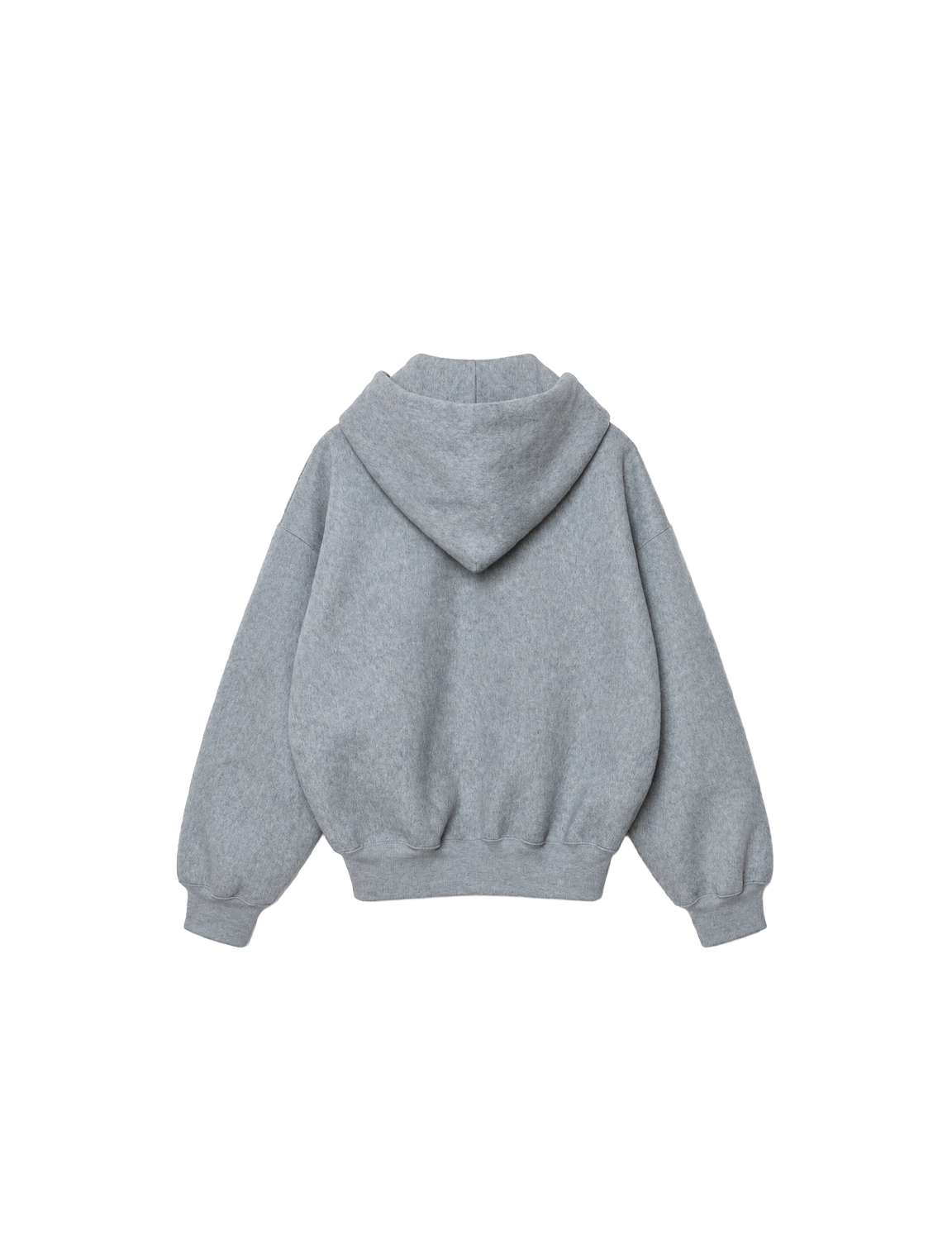 FUMITO GANRYU(フミトガンリュウ) 2026FW Deformed Hoodie ダブルフェイスウールのジップフーディー ヘザーグレー バック