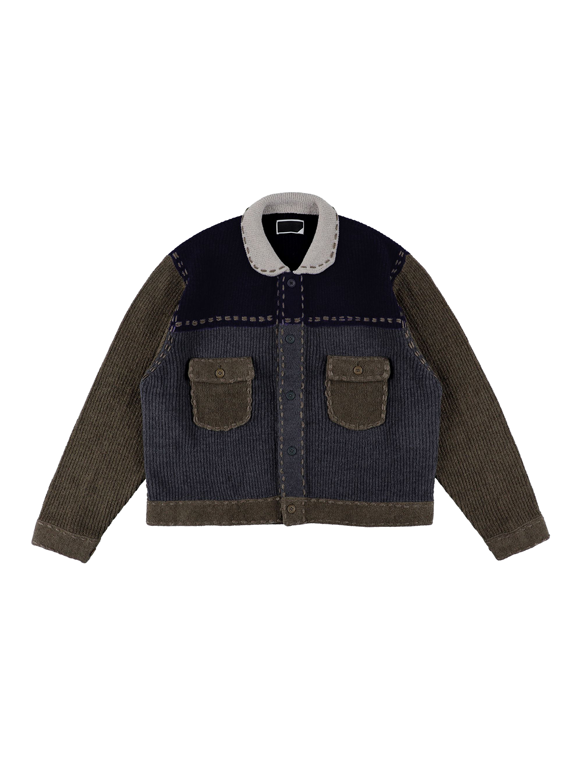 PHINGERIN(フィンガリン) 2026FW PG1 KNIT ニットジャケット マルチカーキ フロント