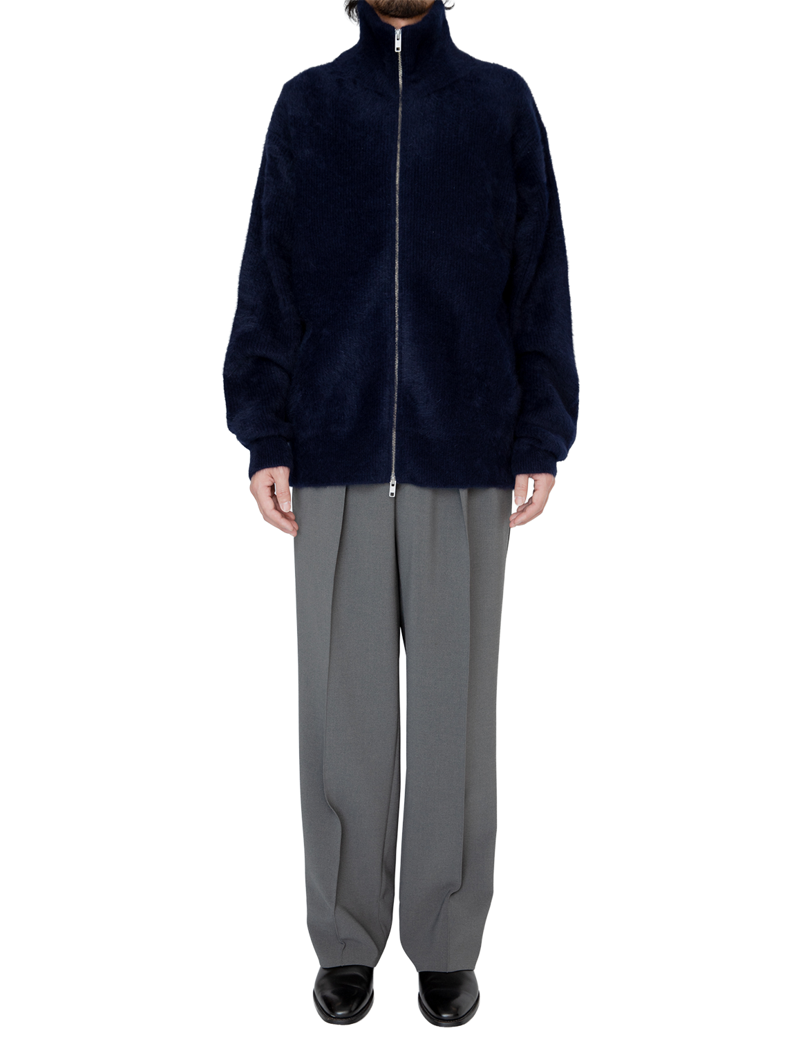 FOX CASHMERE ZIP UP SWEATER
