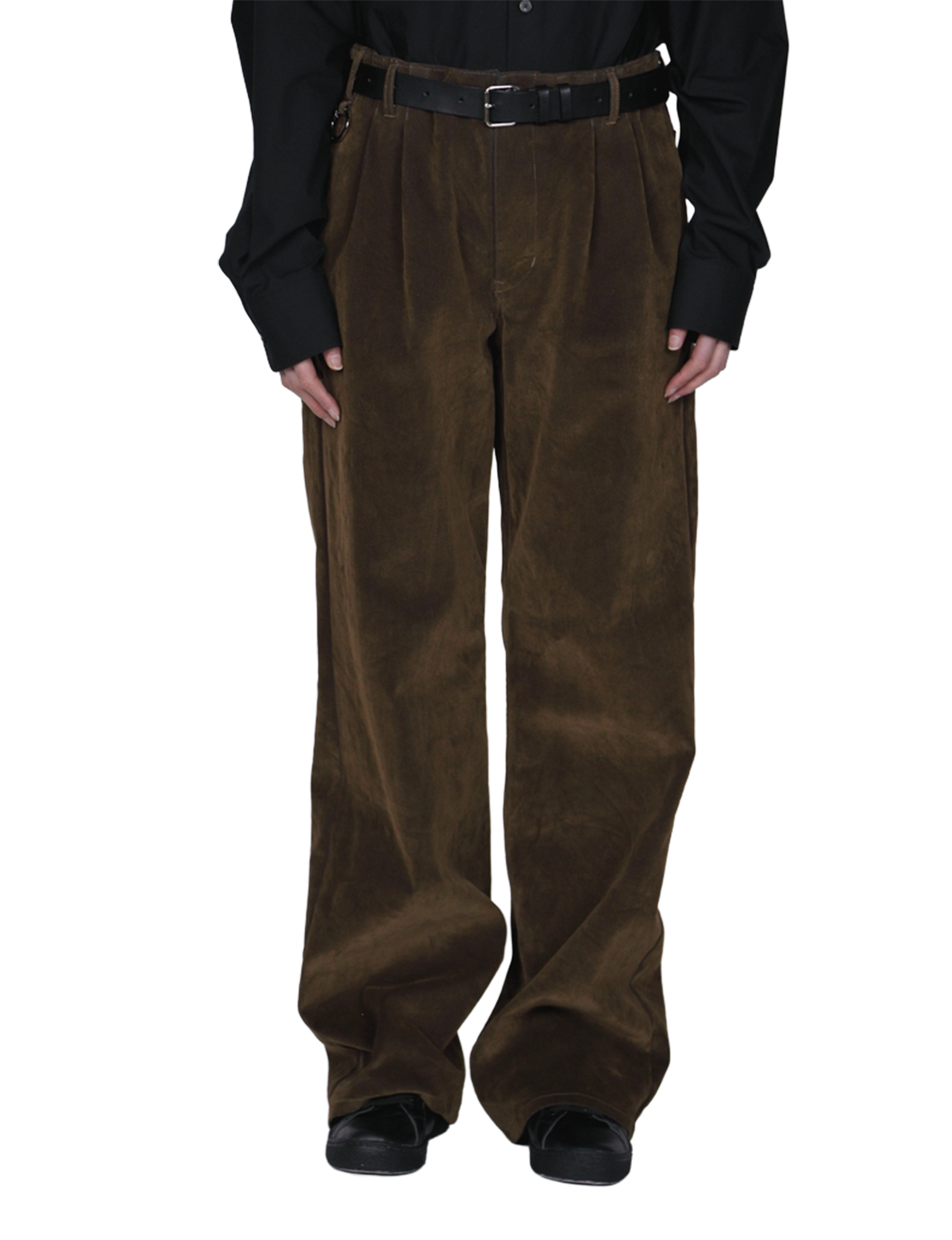 Flocked Denim Wide Tailored Pants
