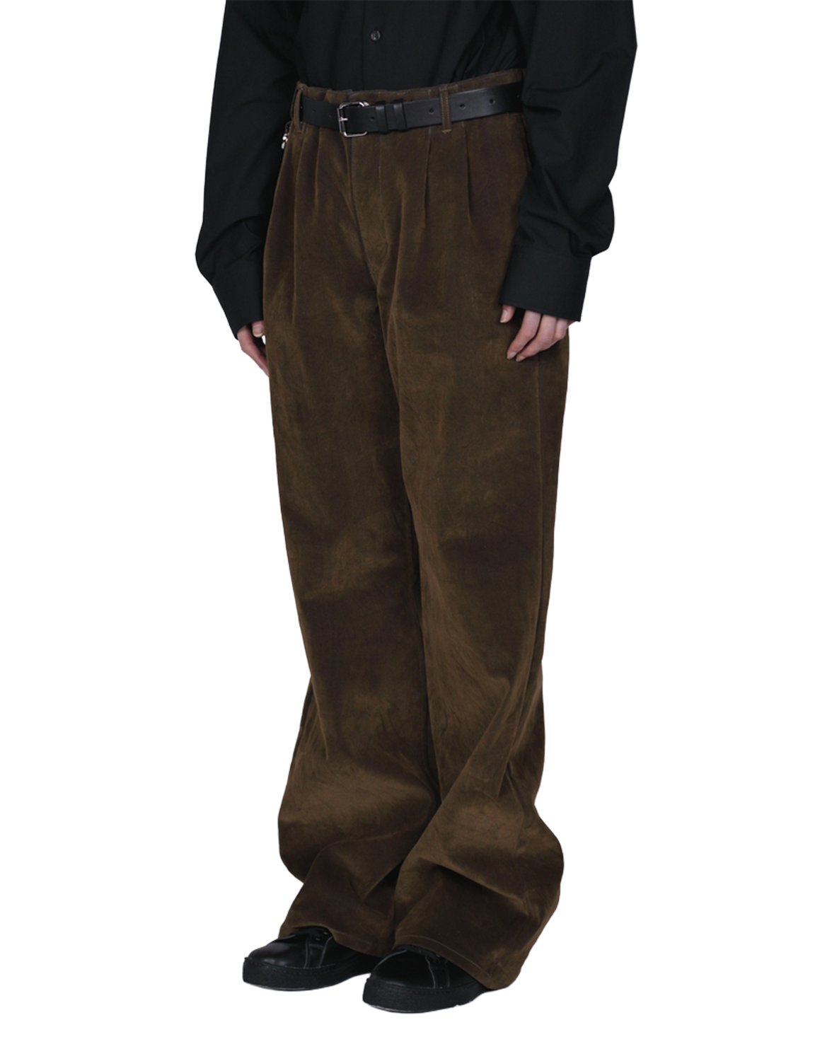Flocked Denim Wide Tailored Pants