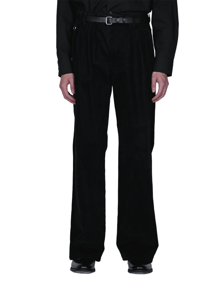 Flocked Denim Wide Tailored Pants