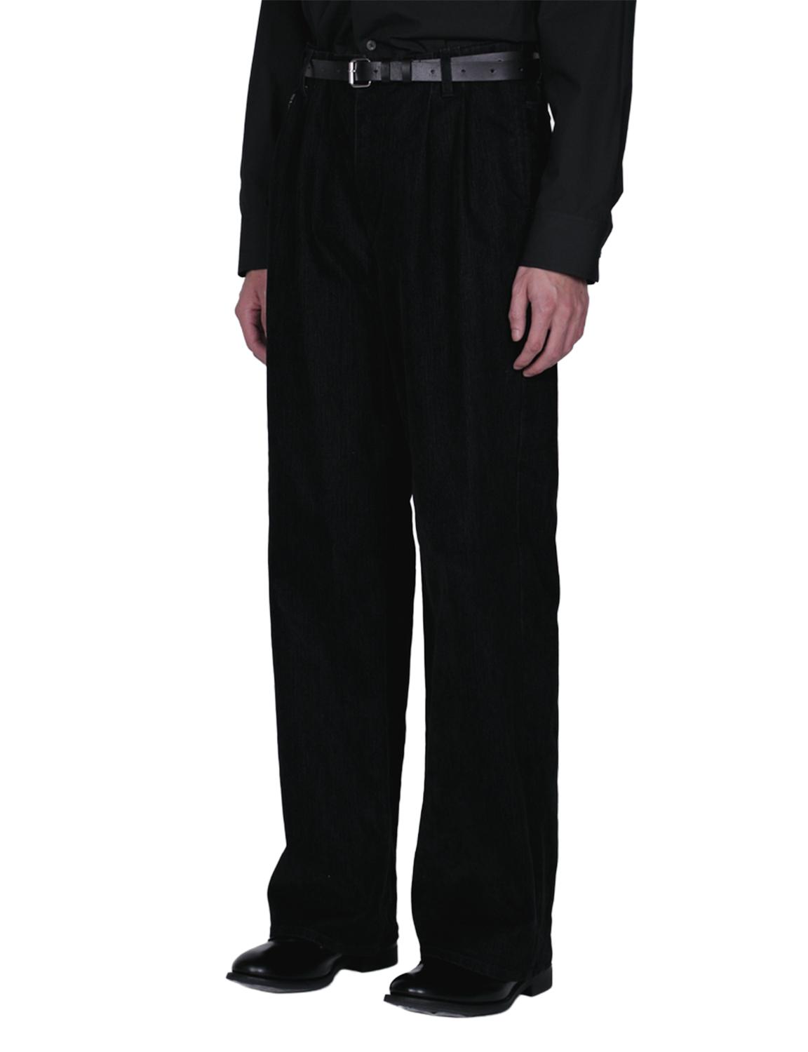 Flocked Denim Wide Tailored Pants
