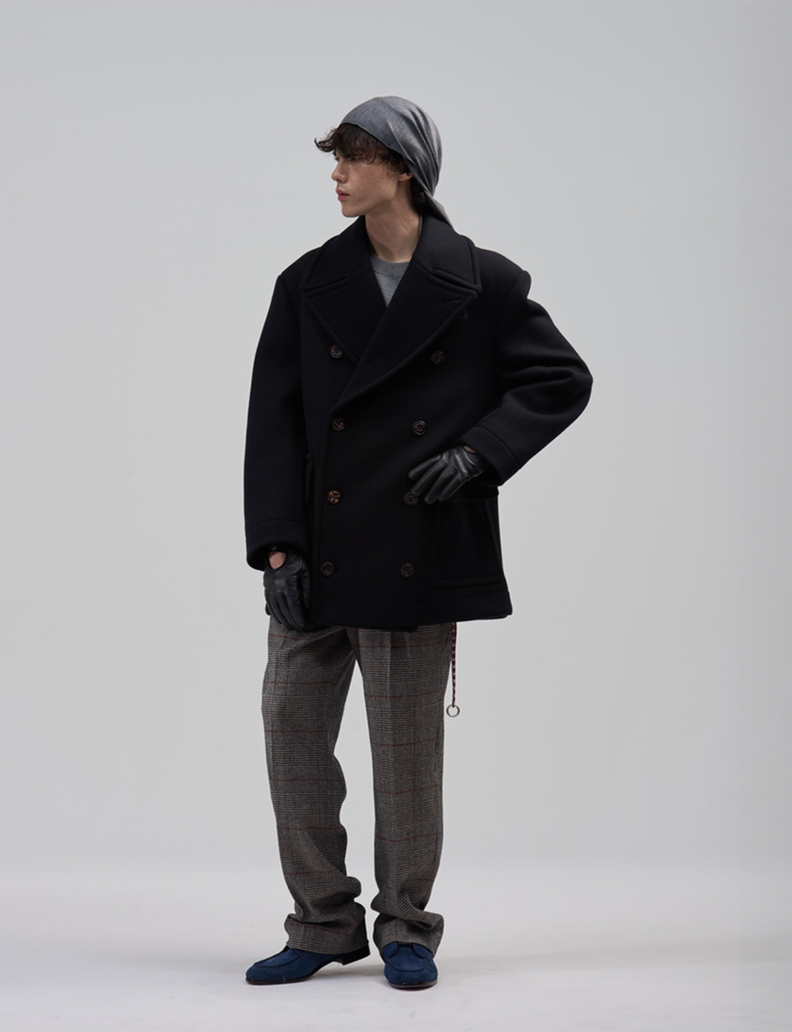 BED j.w. FORD(ベッドフォード) 2026FW Box ダブルブレストウールジャケット ブラック サイド