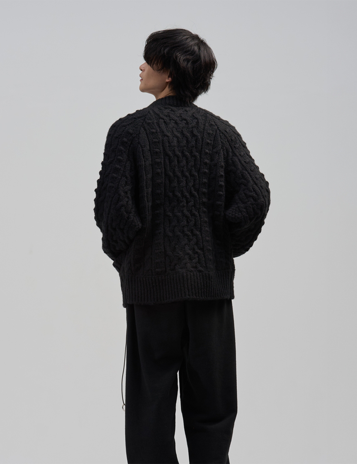 BED j.w. FORD(ベッドフォード) 2026FW Cowichan カウチンニットカーディガン ブラック バック