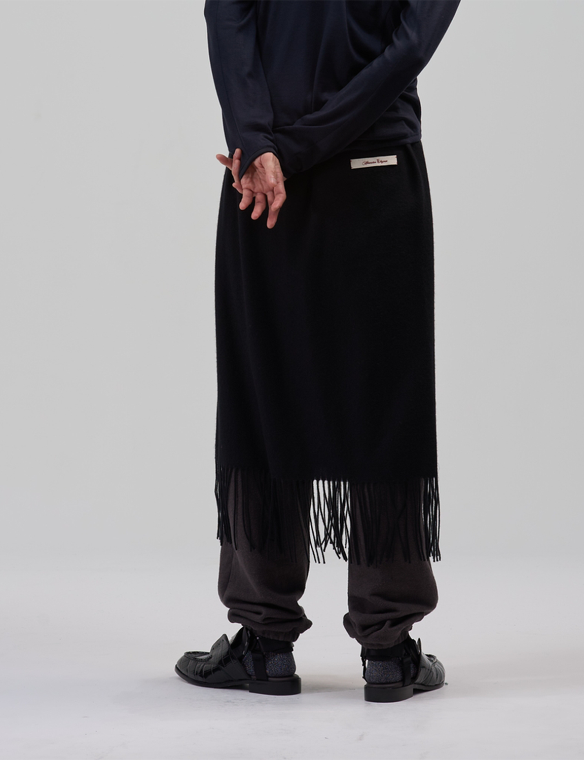 BED j.w. FORD(ベッドフォード) 2026FW Lap robe ウールラップスカート ブラック バック