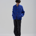 BED j.w. FORD(ベッドフォード) 2026FW Cowichan カウチンニットカーディガン ブルー 着用イメージ
