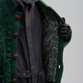 BED j.w. FORD(ベッドフォード) 2026FW Cowichan カウチンニットカーディガン グリーン ボタンと裏地のディテール