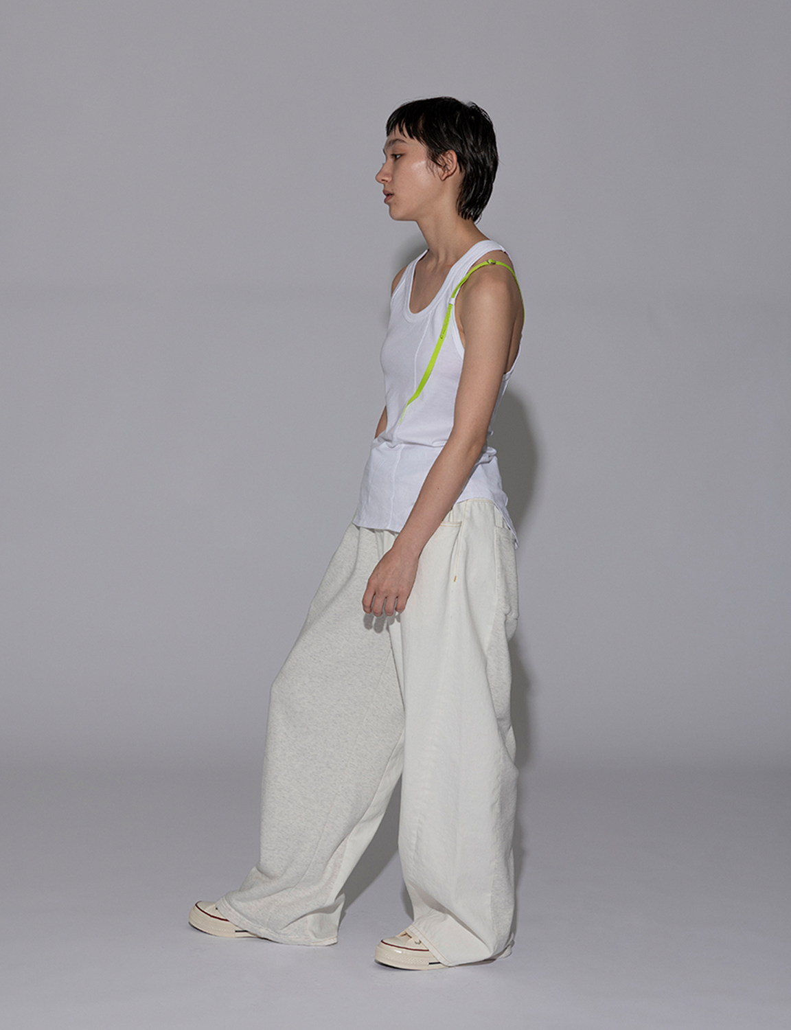 DENIM MERGING SWEAT PANTS