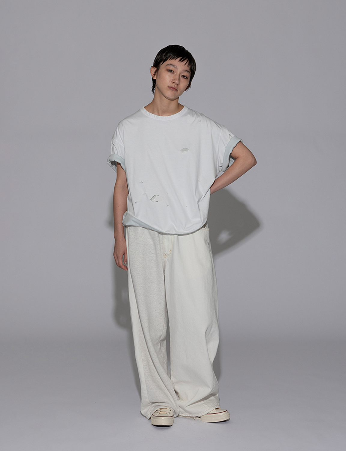 DENIM MERGING SWEAT PANTS