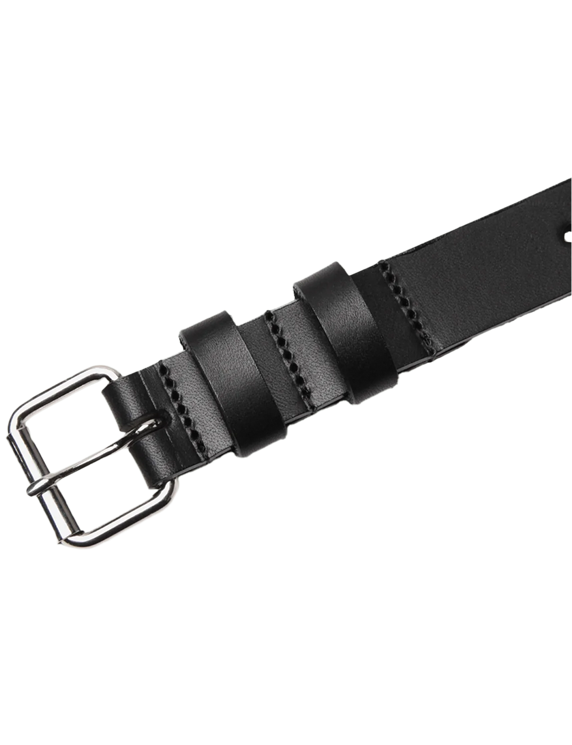 Leather Belt SKI 20 / black × silver 