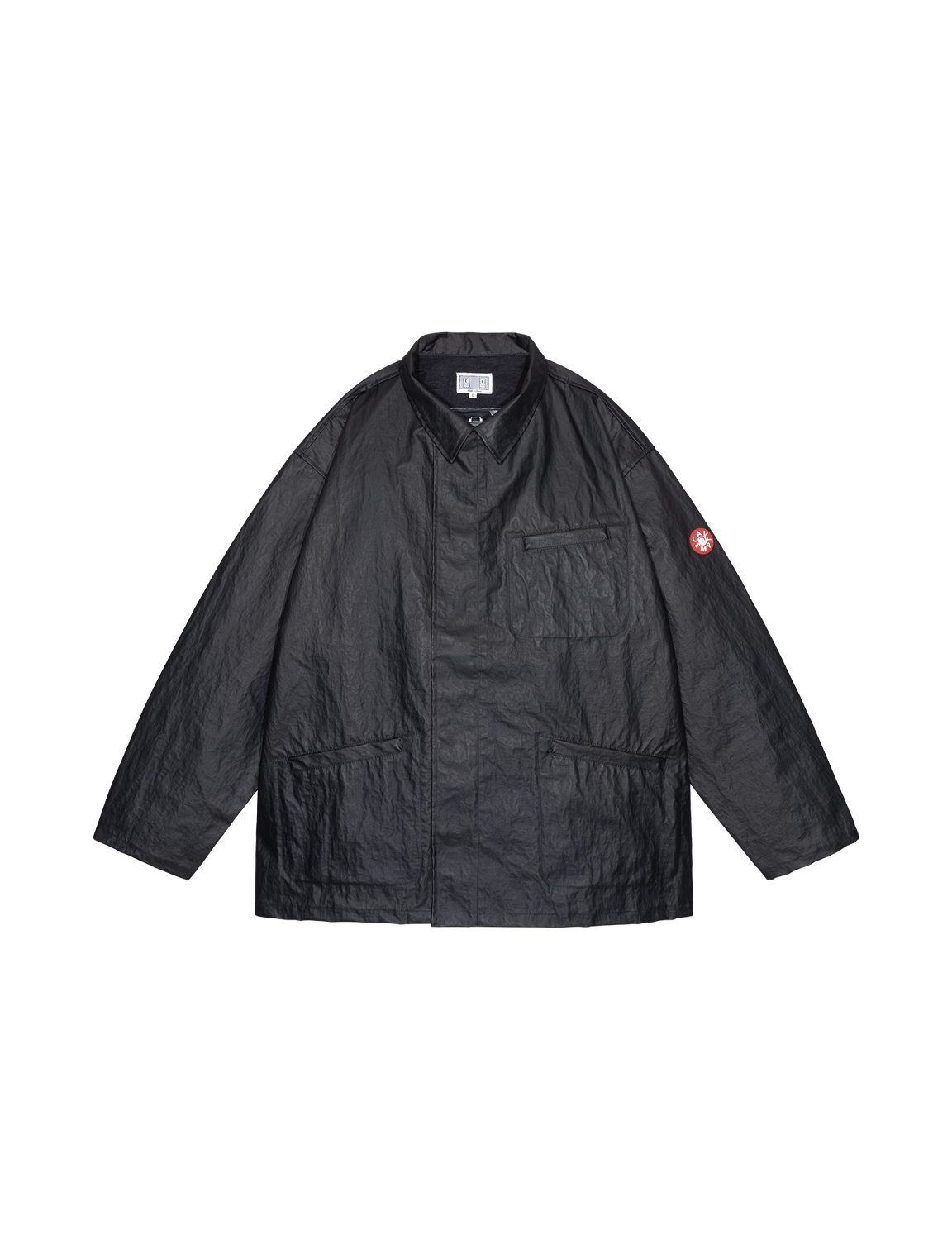 C.E CAV EMPT(シーイー) 2026FW PU LAYER NYLON ZIP JACKET PUコーティング ナイロンジップジャケット ブラック フロント