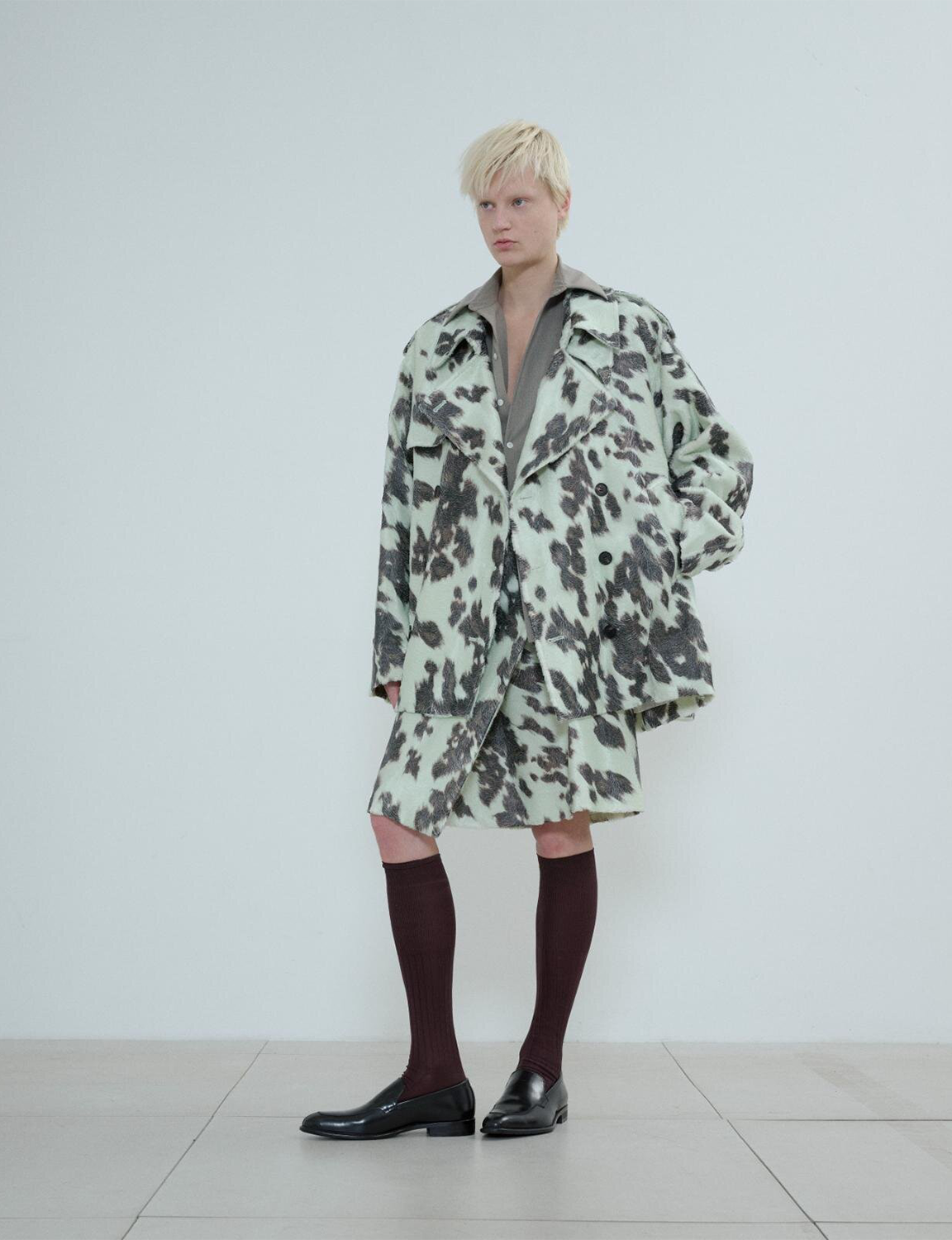COW PRINTED TRENCH COAT