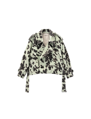 COW PRINTED TRENCH COAT
