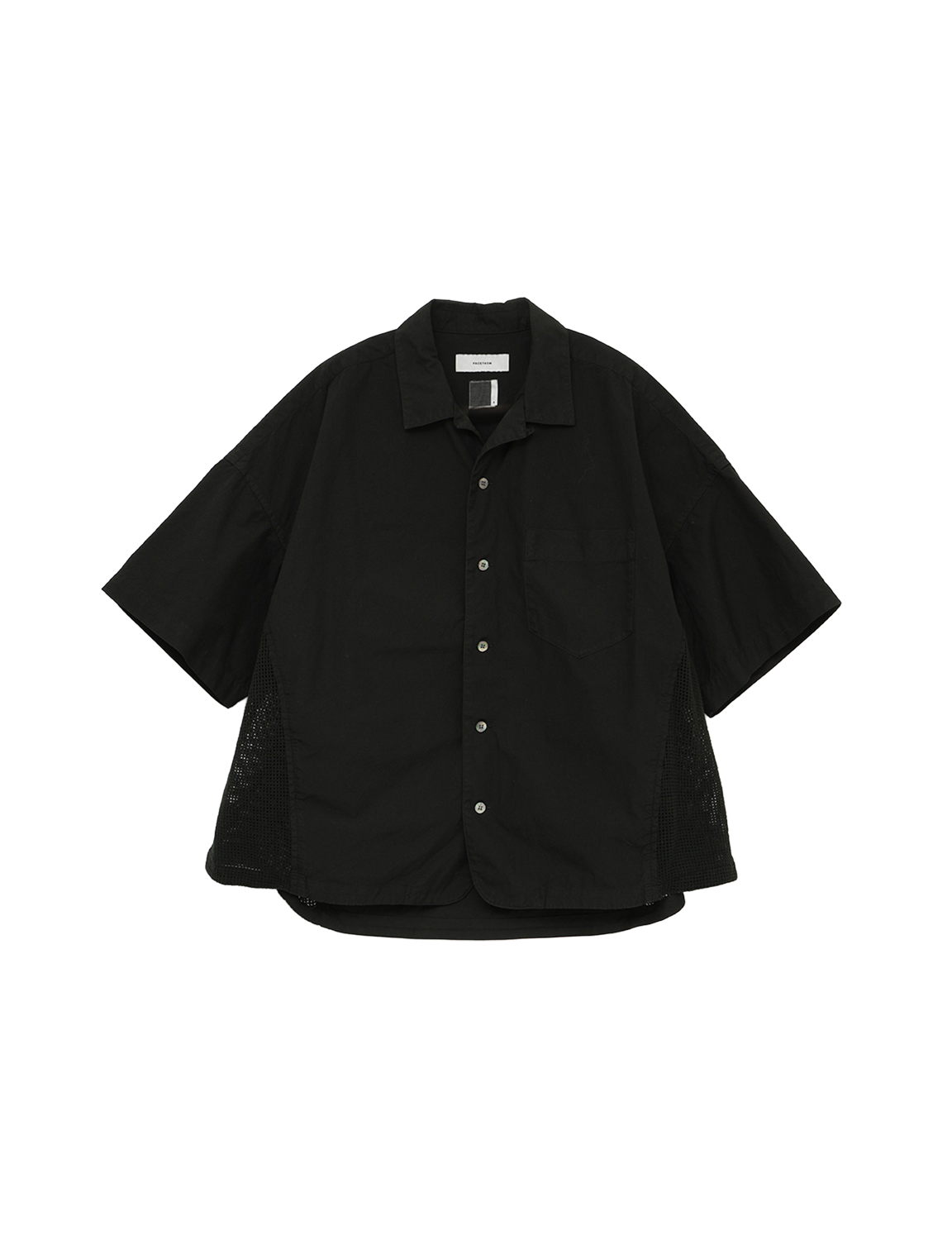 FACETASM GARMENT-DYED MESH PANEL SHIRT