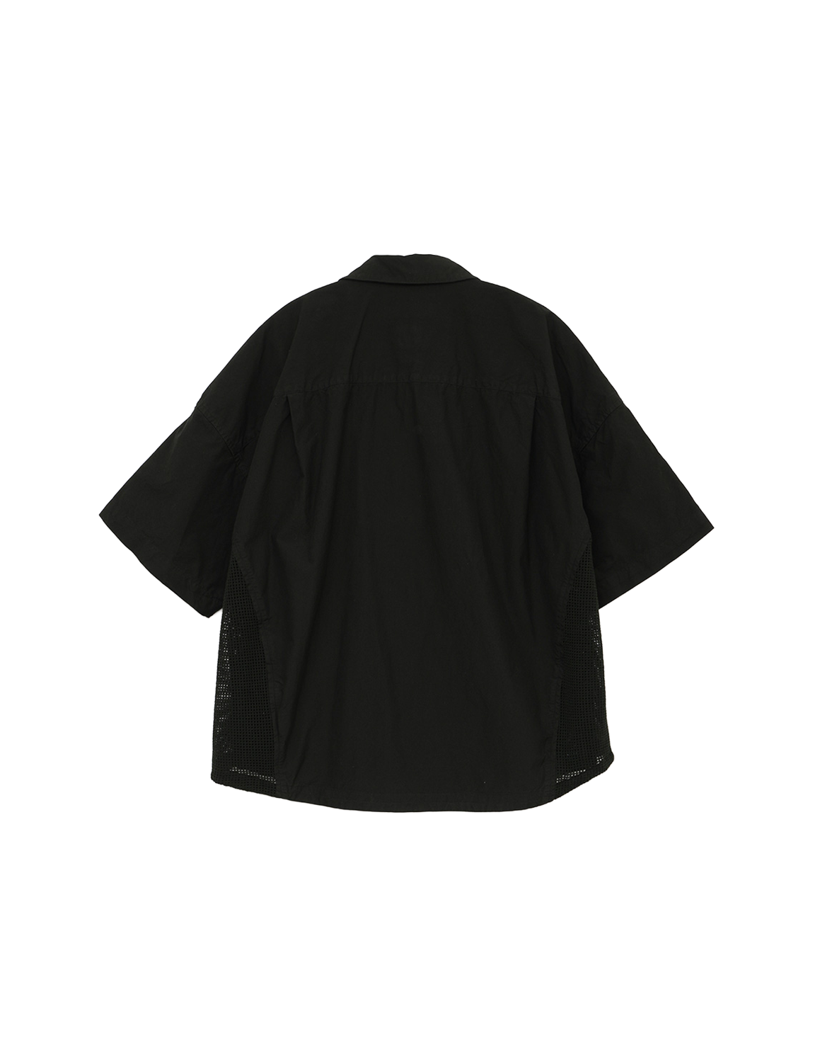GARMENT-DYED MESH PANEL SHIRT