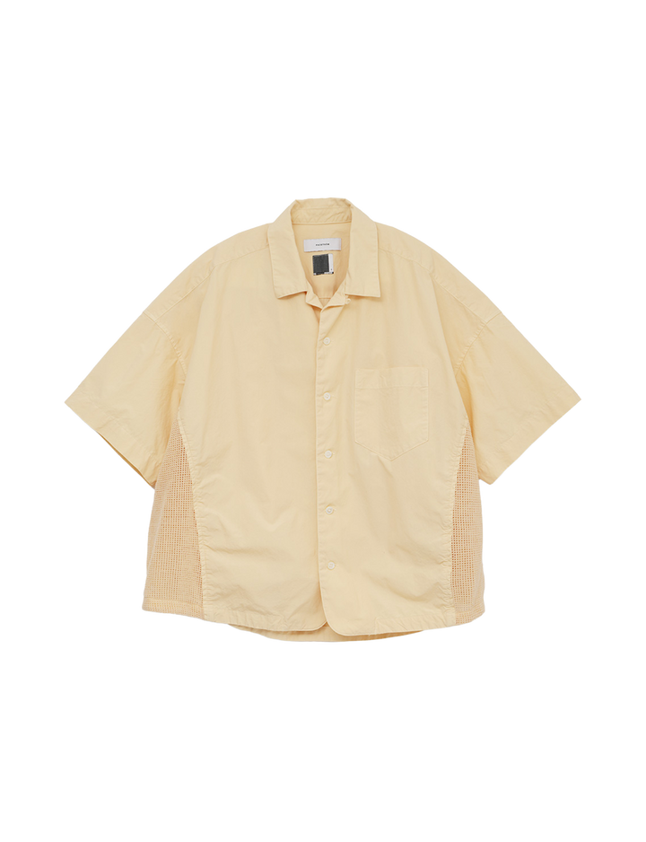 GARMENT-DYED MESH PANEL SHIRT