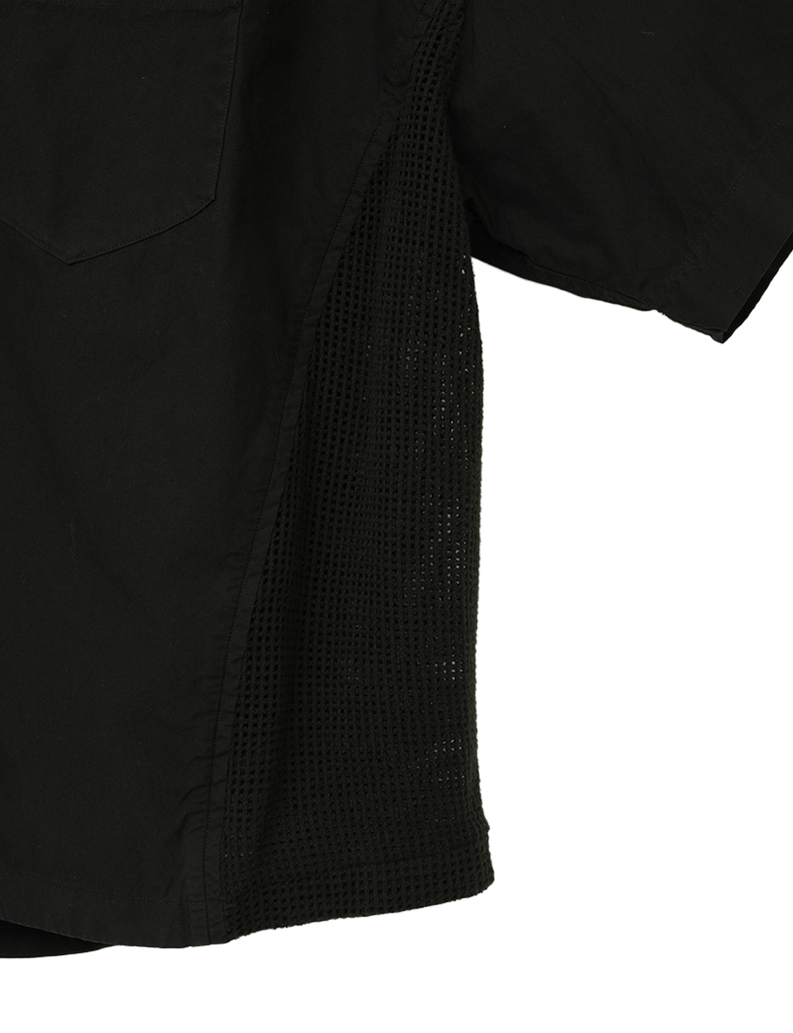 GARMENT-DYED MESH PANEL SHIRT