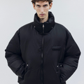 OUAT(オーユーエーティー) 2026FW OFFICE PUFFER ウールキュプラダウンジャケット ブラック 着用時のフロント