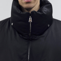 OUAT(オーユーエーティー) 2026FW OFFICE PUFFER ウールキュプラダウンジャケット ブラック 襟元とファスナーのディテール
