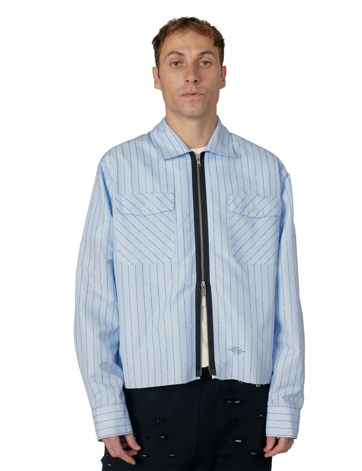 RASSVET STRIPED LOOSE ZIP SHIRT (image 4)