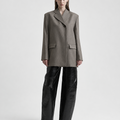Séfr(セファー) 2026FW High Buttoned Blazer ウールオーバーサイズブレザー ベージュメランジ 着用イメージ 全身
