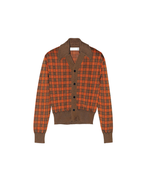 CHECK KNIT CARDIGAN